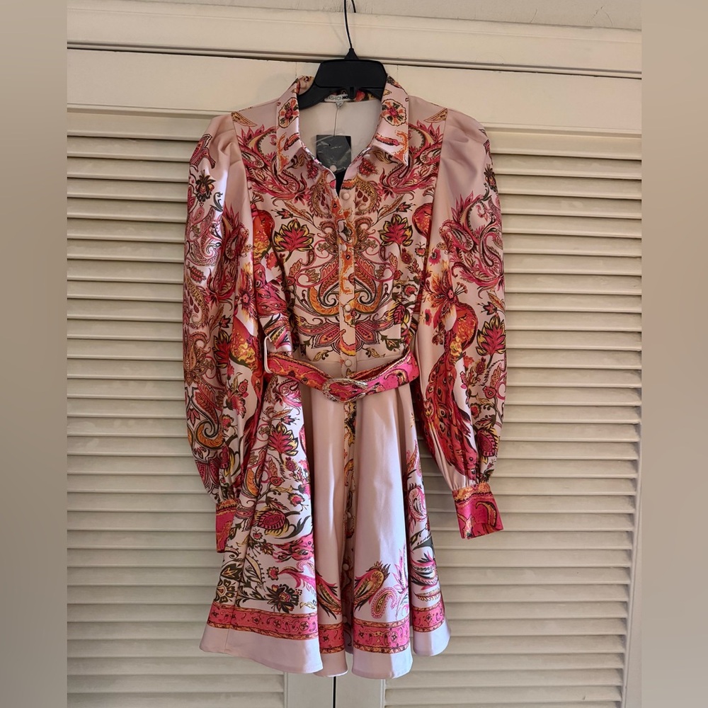 NWT STUNNING FASHION NOVA PEACOCK PRINT TAILORED MINI-DRESS SIZE MEDIUM